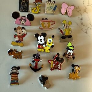 Disney Character Trading Pin Collection - Red, Yellow, Black, Pink